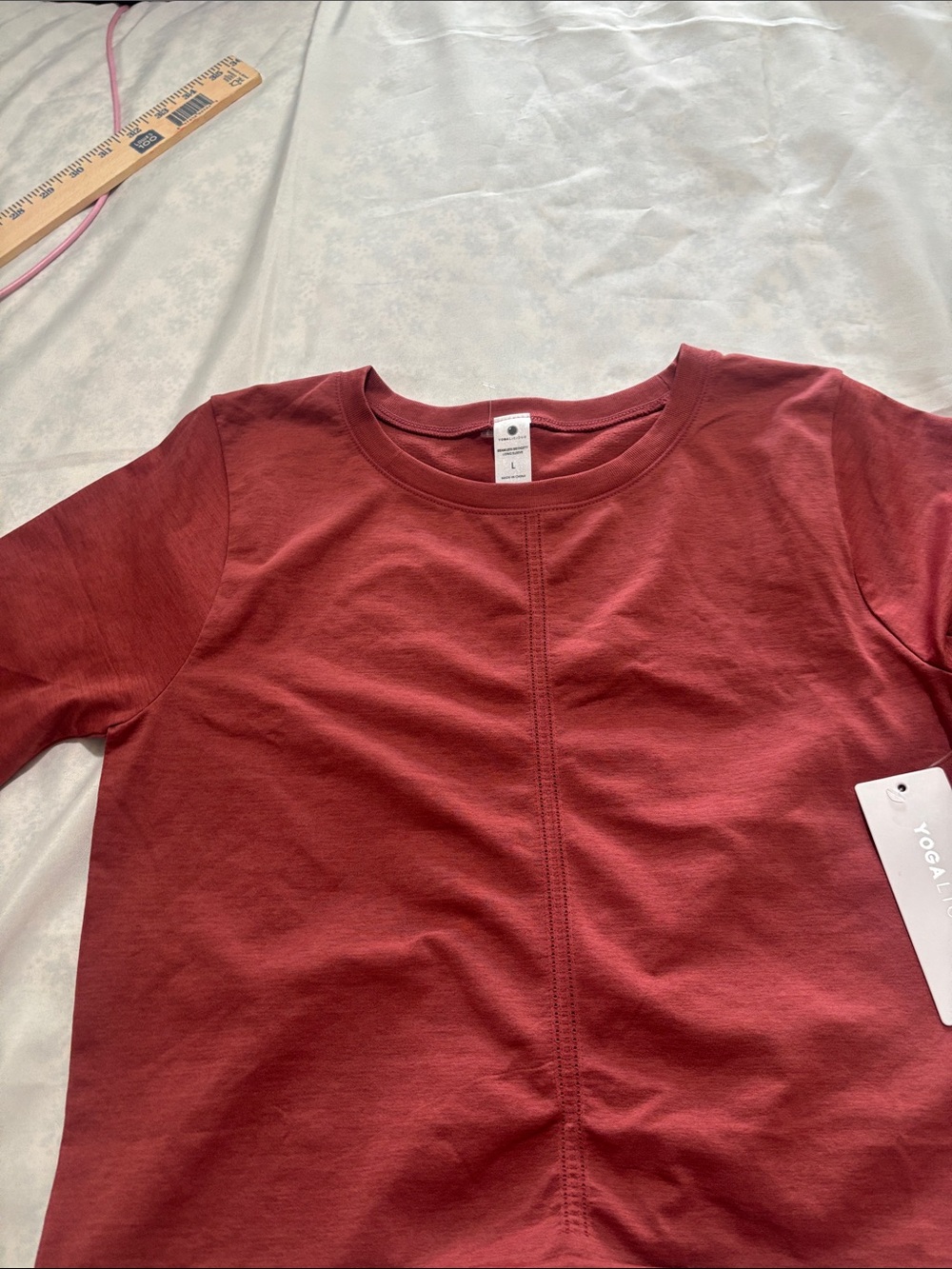 Yogalicious Deep Red Seam-Front Short Sleeve Tee